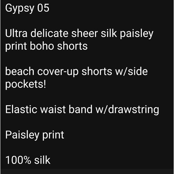 Gypsy 05 Shorts 100% Silk Beach Coverup Anthropologie Pink/Rose - Picture 13 of 13